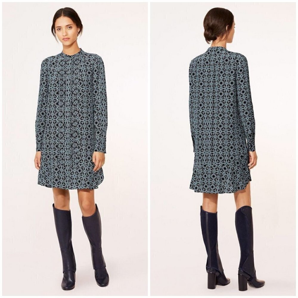 💕TORY BURCH💕 Massey Shirt Dress  ~ 100% Silk Black Pompidou 2